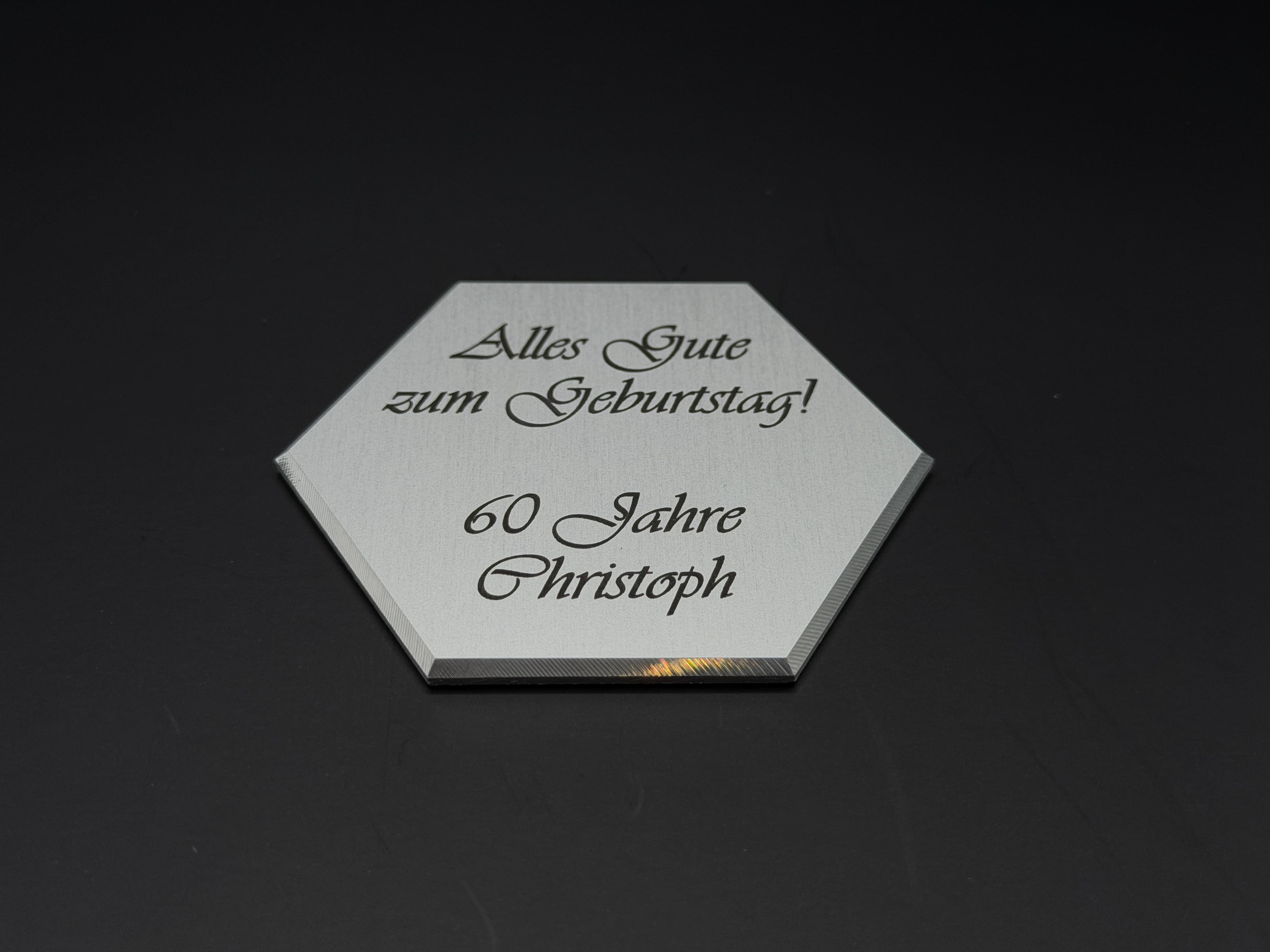 Laserbeschriftete Aluplakette